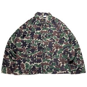 Vintage K Mart Duck Camo Camouflage Button Field Jacket Mens Large 60s 70s